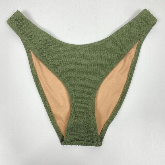 ⭐️ J Crew Textured Curved Waist Cheeky Bikini Swim Bottom Medium Green NWT Beach - Picture 1 of 5